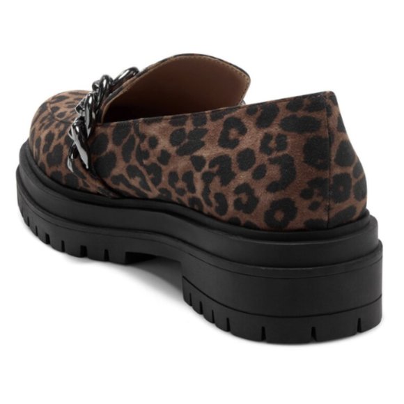 NEW Jessica Simpson Disila Leopard Lug Sole Chain Detail Loafers Sz. 8.5 - Picture 4 of 4